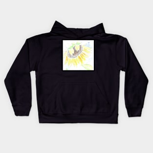 Sunflower with pencil and loose watercolor Kids Hoodie